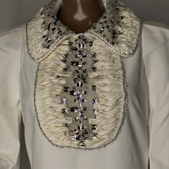 Miri New York Women’s Embellished Collar Midi Dress Size 2 Cream White - Picture 14 of 15